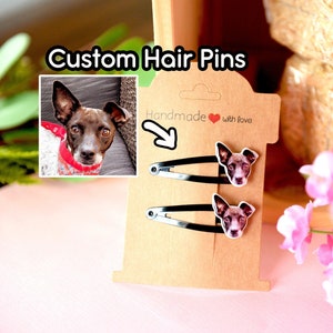 Custom pet art hair clip- Mothers day gift- Mom gift for mothers day- Pet art- Custom pet memorial gift-Cat mom- dog mom gifts- gift for mom