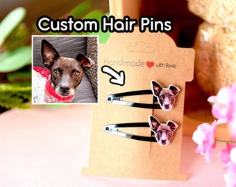 Custom pet art hair clip- Mothers day gift- Mom gift for mothers day- Pet art- Custom pet memorial gift-Cat mom- dog mom gifts- gift for mom