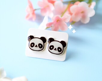 Panda studs-panda statement earrings-cute kawaii earrings jewelry-animal earrings for her-gift for her-kawaii jewelry-panda studs for kids