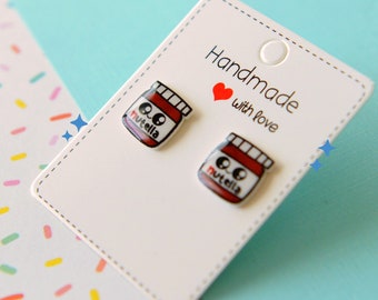 Nutella Earrings – Kawaii Food Studs, Surgical Steel