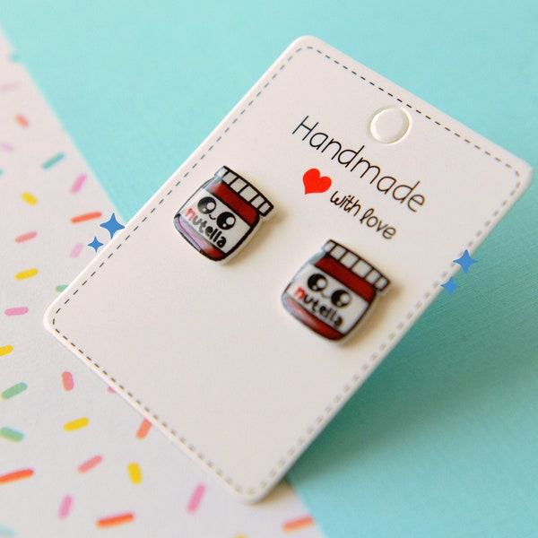Cute earrings- Nutella Earrings- Nutella Kawaii Jewerly- Cute Jewelry- Chocolate Food Art Earrings- Food Jewelry-Valentines day gift for her