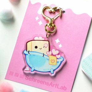 Bath Tub Cute Acrylic Charm Keychain- Kawaii Charm- Cute Keychain- Gift for Her- For bags- for Pouches-  Quarantine Gift-Quarantine Birthday