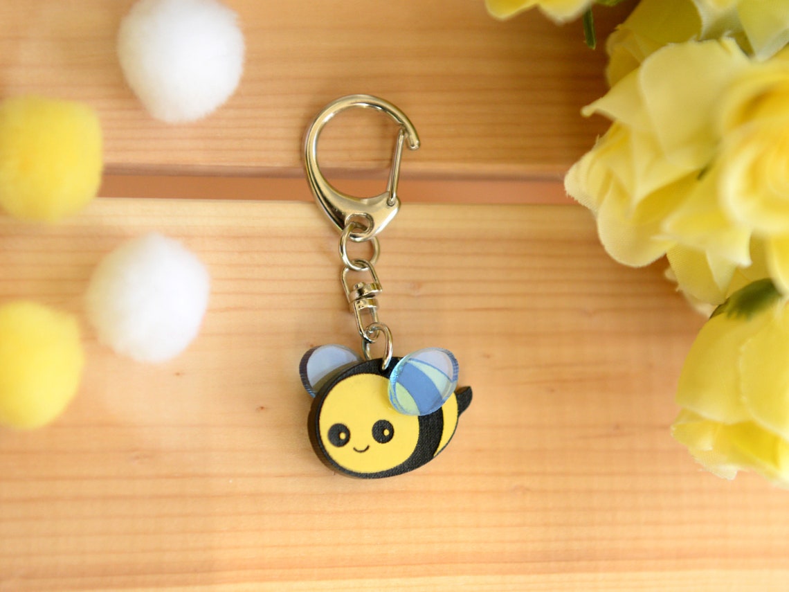 Bee keychain honey bee keychains charm bee charm cute Etsy