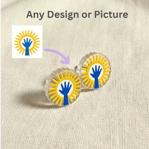 Custom Photo/Logo Earrings - Any Picture, Design, Art Personalized Studs