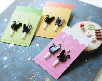 Cat earrings-Halloween Black cat earrings- Cute earrings for Halloween- Halloween earrings- Spooky earrings- Back cat- Pet gift- Spooky cats