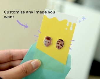 Custom Photo Earrings – Personalized Pet or Any Image Studs