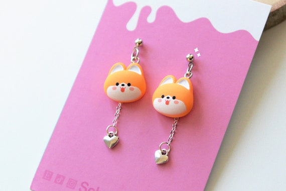 Orecchini a forma di cucciolo / Orecchini a forma di cane Corgi / Argento sterling / Regalo per gli amanti degli animali / 302A - Italia