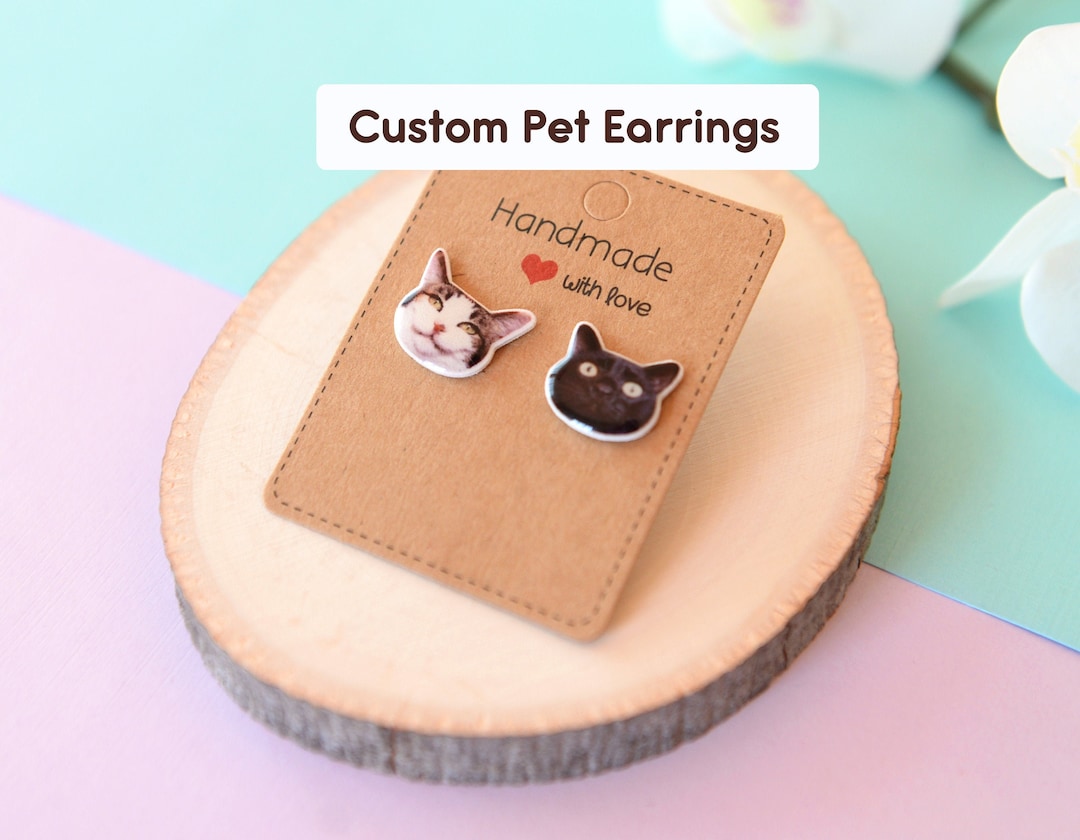 Custom Pet Earringscute Earrings Studscatdogmother's Day Gift