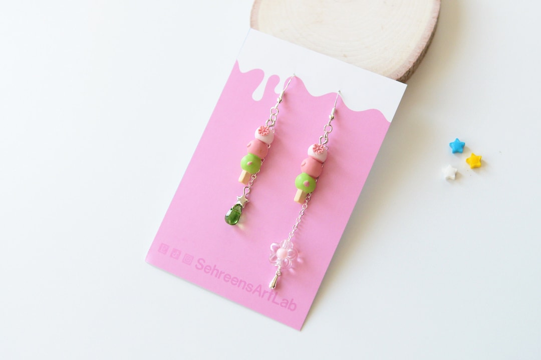 Dango Dumplings Earrings - Kawaii Mochi Food Jewelry