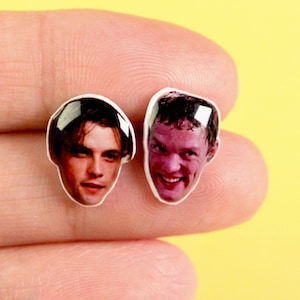 Scream Billy Loomis and Stu Macher earrings studs-Scream original movie earring jewelry-Billy Loomis studs-Horror movie pop culture earrings