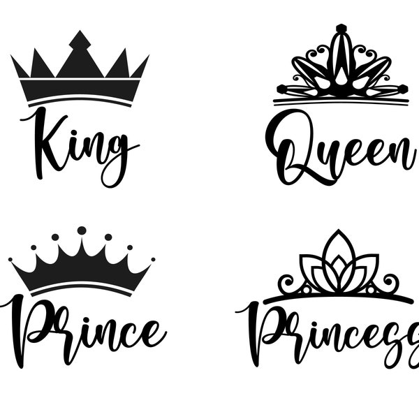 Princess Svg, King eps,  Prince with crown, Crown SVG,  Queen tiara eps, royal family, digital printing, family t-shirts designs