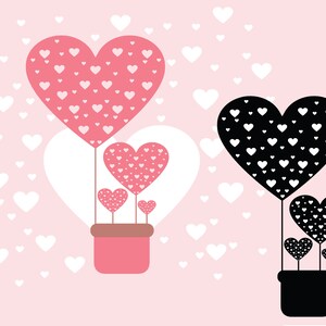 Heißluftballon svg, heißer Luftballon eps, Heißluftballon mit Herz Hintergrund, Luftballon Clipart, Luftballon Vektor Kunst