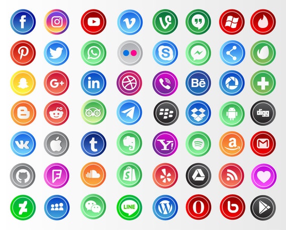 20 Social Media Icon Pack Including google play sound tinder