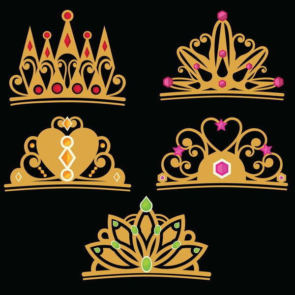 gold Tiara svg, princess svg, crown svg, princess tiara svg, Royal Crown SVG, King Crown SVG, Queen Crown SVG, Princess Tiara eps