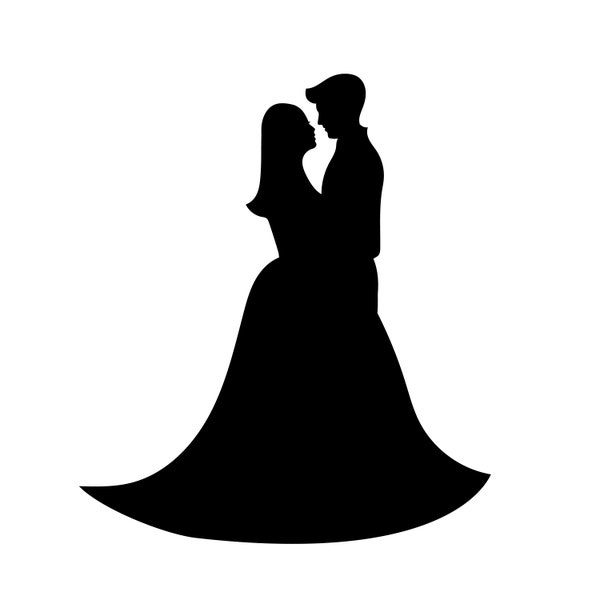 couple svg, Romantic couple silhouette,  prince and princess shadow, couple eps, couple cut file, Wedding Couple Silhouette png
