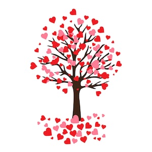 Herz Baum svg, Valentinstag Paar mit Herzbaum, Baum mit Herzen, Herzbild, Liebesbild, schönes Vektordesign