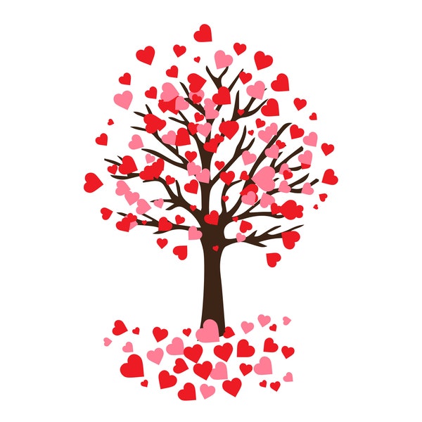 heart tree svg, Valentine's day couple with heart tree, tree with hearts, heart image, love image, lovely vector design