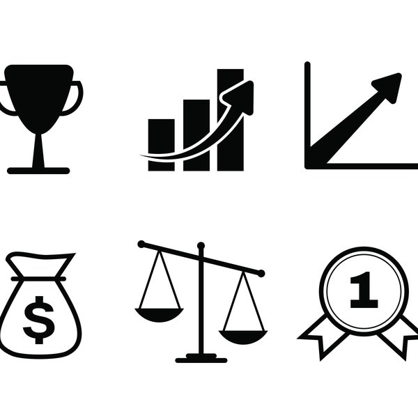 financial clipart,  business icon, banking icons, dollar bag, scale clipart, 1st place badge svg, champion cup eps, grow chart, bar chart