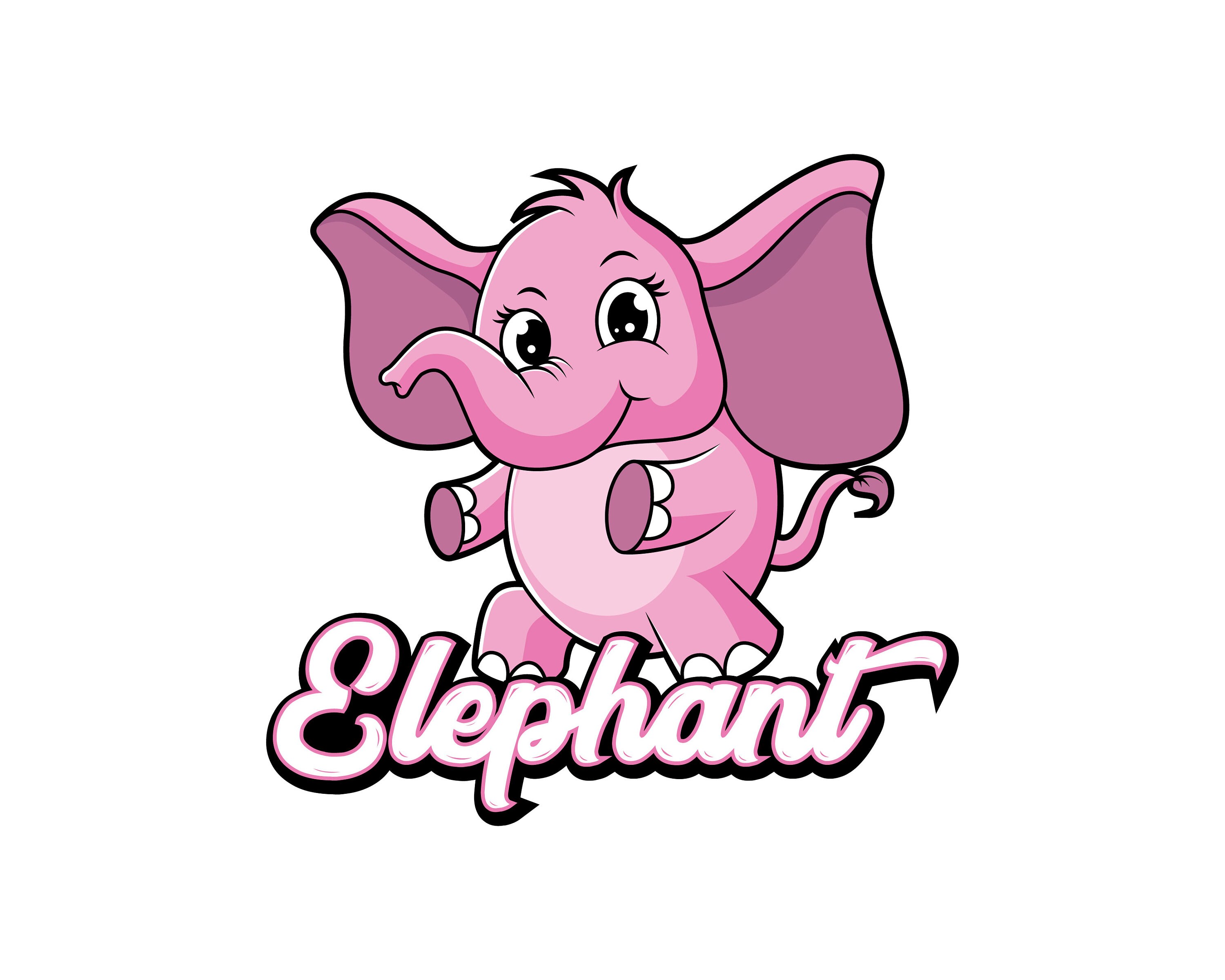 Elephant Clipart, Cute Baby Elephant Sticker Design Svg, Elephant