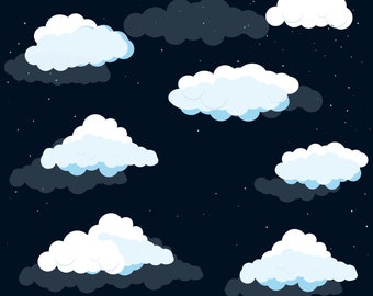 night sky with clouds, Cloud svg, Cloud clipart, Clouds vector, Rain cloud eps, Cloud clip art,  Clouds silhouette, snow Cloud graphic,