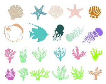 Seashell svg, Sea Shell SVG, Beach SVG, Clam SVG, under the sea eps, fish svg, sea plant eps, starfish,  octopus eps, underwater world