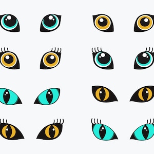 Yeux d’animaux, œil d’anime, ensemble d’yeux d’anime de dessin animé coloré, ensemble de manga, yeux de style anime de différentes couleurs, clipart clipart, icône d’yeux