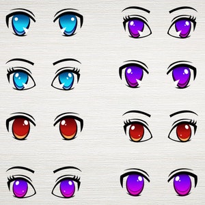 Anime eyes svg,  Anime eye svg, eye vector drawing,  two eye eps,  Cartoon eyes drawing illustration, Anime character eyes collection