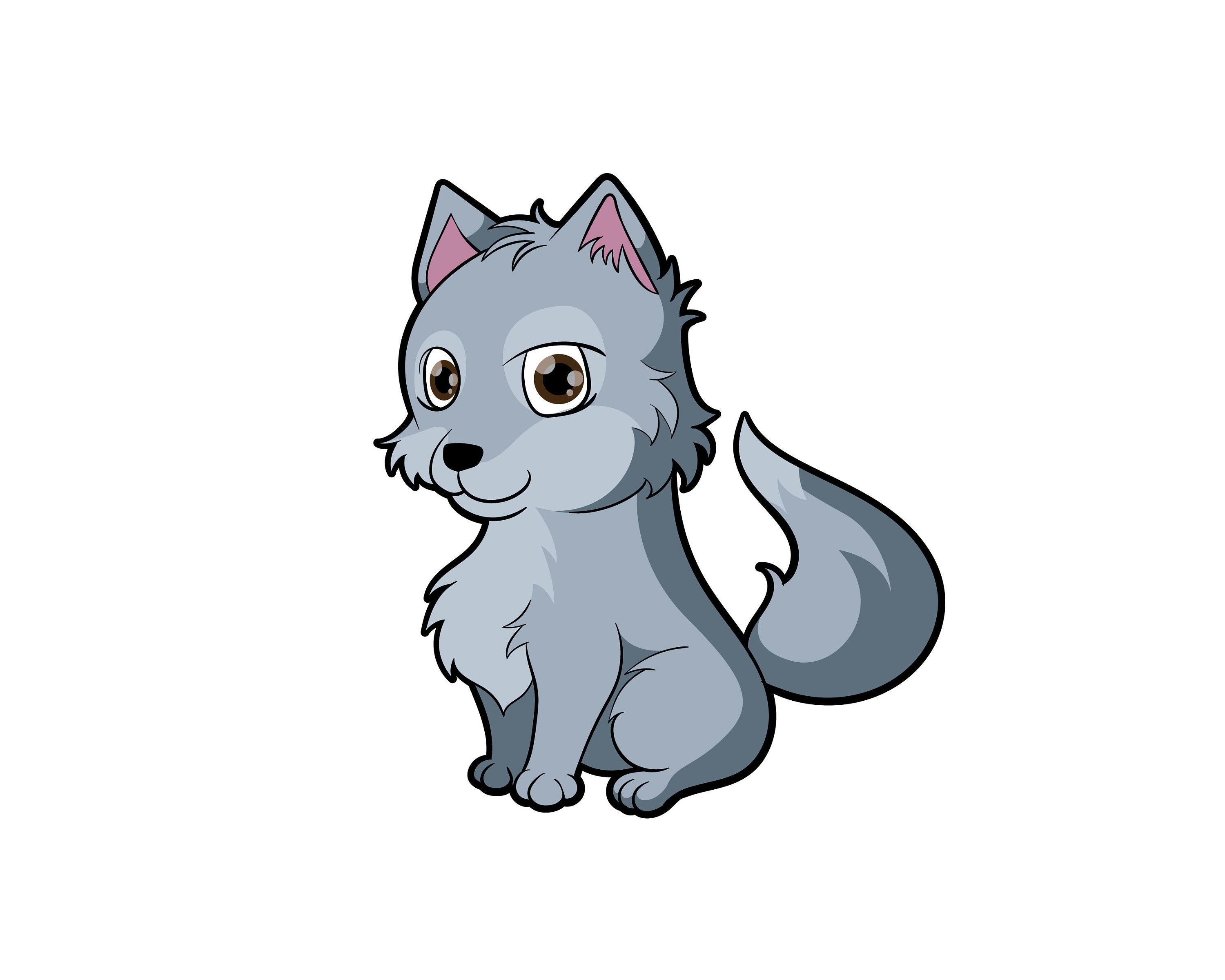 Cute Wolf Png, Baby Wolf Cartoon Image, Cartoony Wolf Png, Wolf Clipart