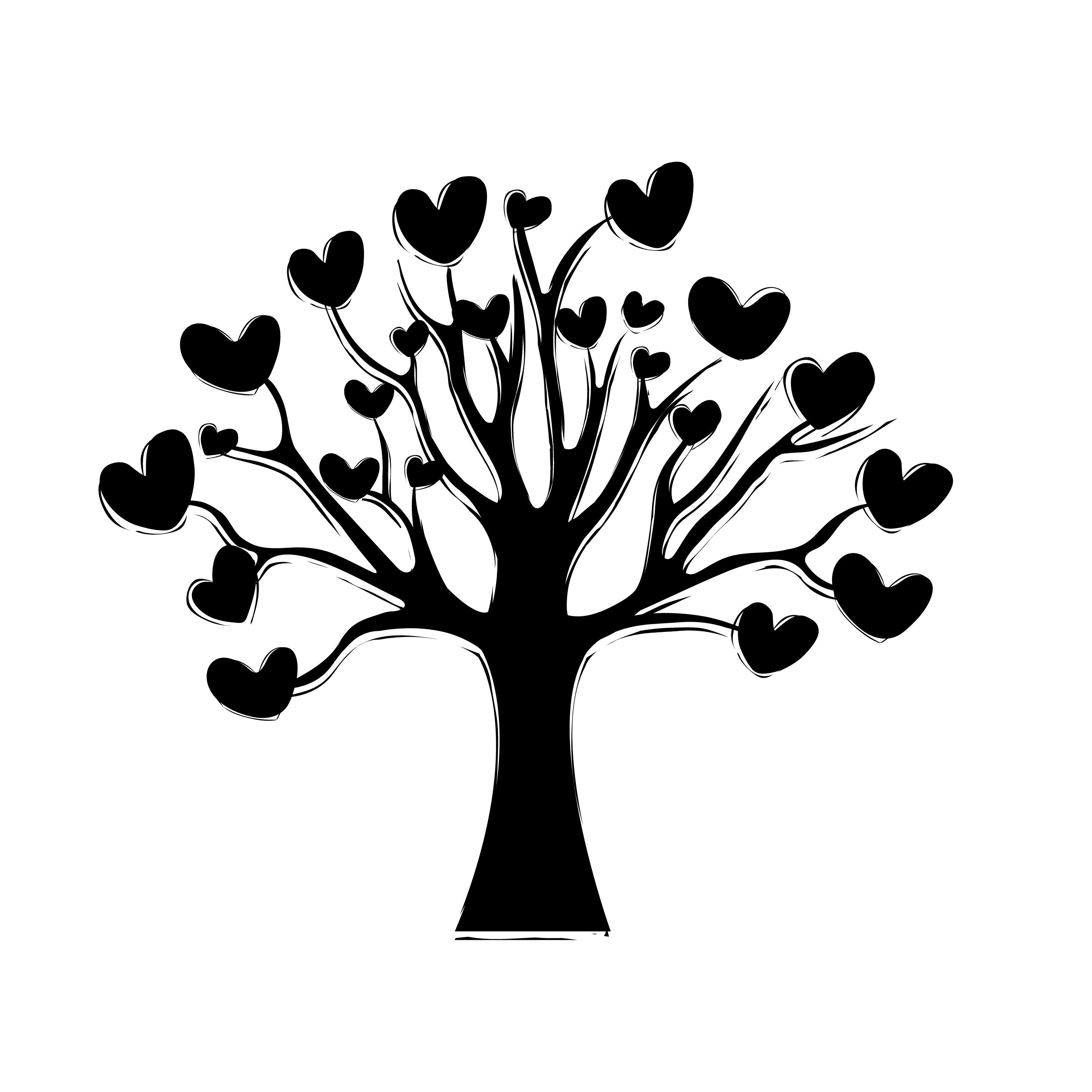 Heart Tree Svg, Creative Wall Design Eps, Design With Heart Shape Svg ...