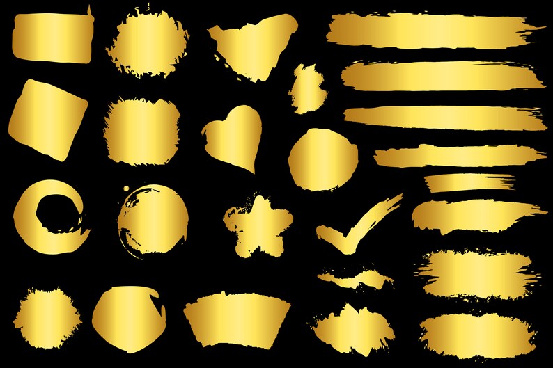 Gold Paint Brush Stroke Svg, Water Color Shapes, Paint Splash
