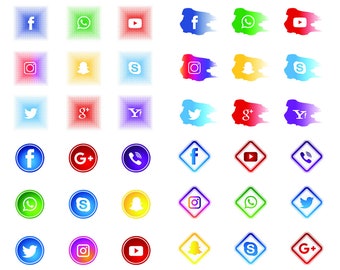 creative Social Media clipart, social media icon svg, social media eps, whats app clipart, skype icon, twitter icon, youtube icon