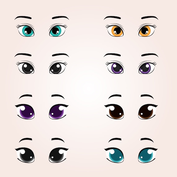 Anime Manga Boy Expressions Eyes Set. Japanese Cartoon Style Stock