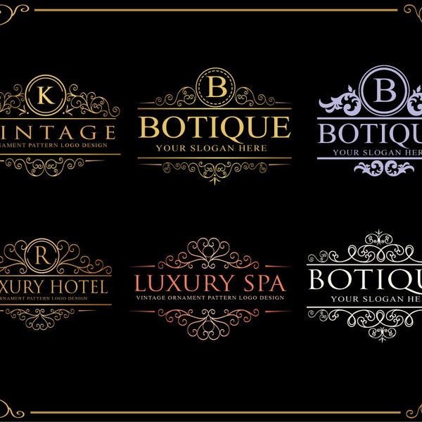Retro Vintage Logo, Elegant vintage logo templates,  vintage ornamental logo, luxury logo, prince logo,  Monogram logo, Calligraphic logo
