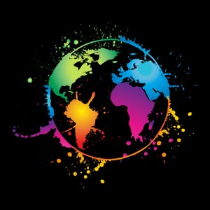 Aquarell Welt eps, gemalte Globus svg, Globus im Paint Splash Design, kreative weltkarte wandkunst, malen splatter Weltkarte Vektor Design