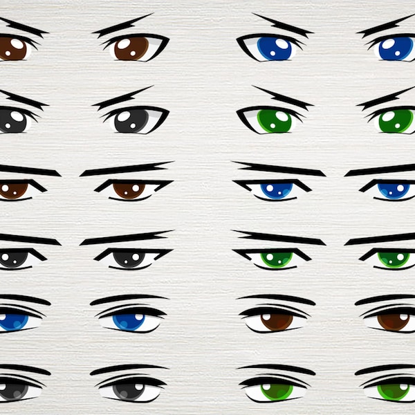 eyes svg,  cartoon anime eye eps, vector eye, Angry and sad Emotional eye collection,