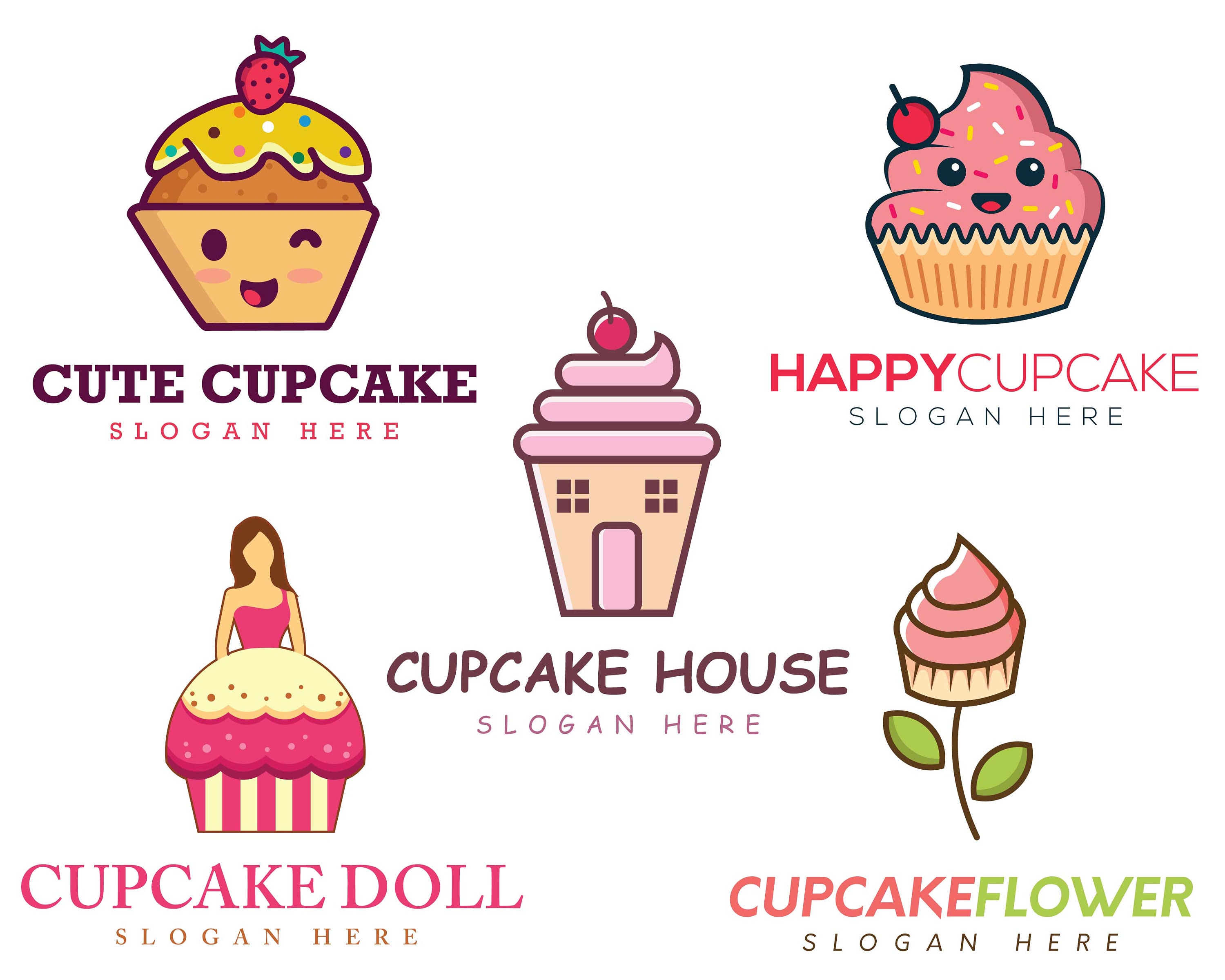 Cupcake Logo Templates, Cute Cupcake Logo Design, Cupcake Icon, Cupcake