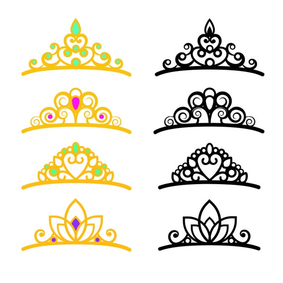 Princess Tiara Svg Golden Princess Tiara Clipart Crown Eps Etsy