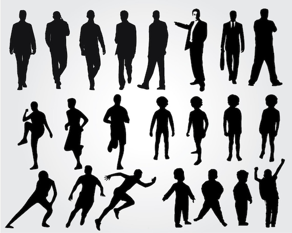 Man Silhouettes Svg, Boy SVG, Black Silhouette Digital Clipart