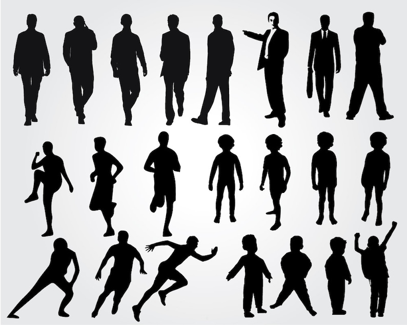 man silhouettes svg, boy SVG, Black silhouette digital clipart, body silhouette eps, man design vector, boy silhouettes svg, png, eps image 1