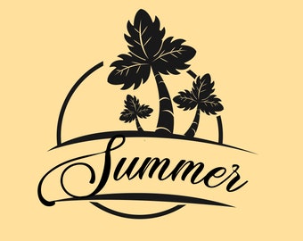 summer monogram, Palm tree eps, beach logo svg, Summer beach eps, Sunset Beach eps, Summer Travel vector design, Palm trees svg