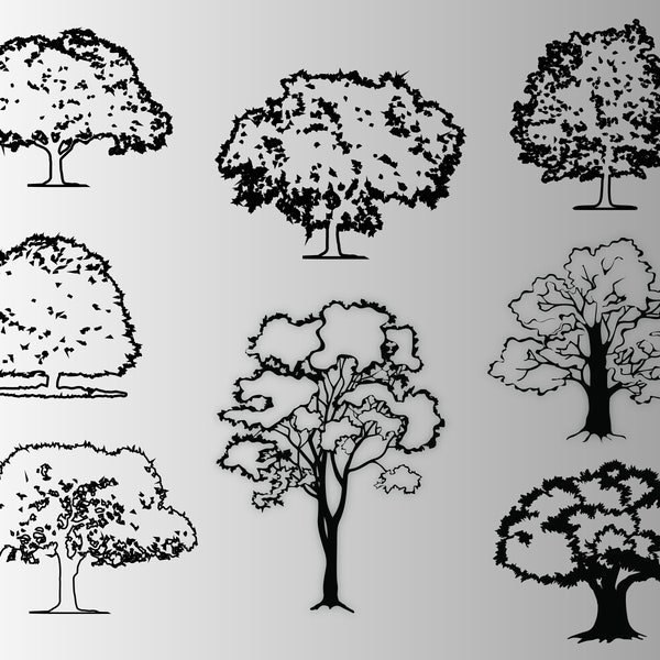 tree outline svg, tree clipart, Tree vector, Tree clipart, tree realistic illustration, oak tree, forest tree, Tree with leaves, tree eps