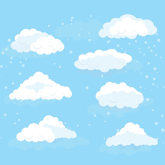 Cloud with snow graphic Cloud svg Cloud clipart fantasy | Etsy