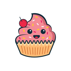 Happy Cupcake Abstract Icon Design, Cupcake SVG, Cupcake clipart, Cupcake icon, cupcake sticker design pour enfants