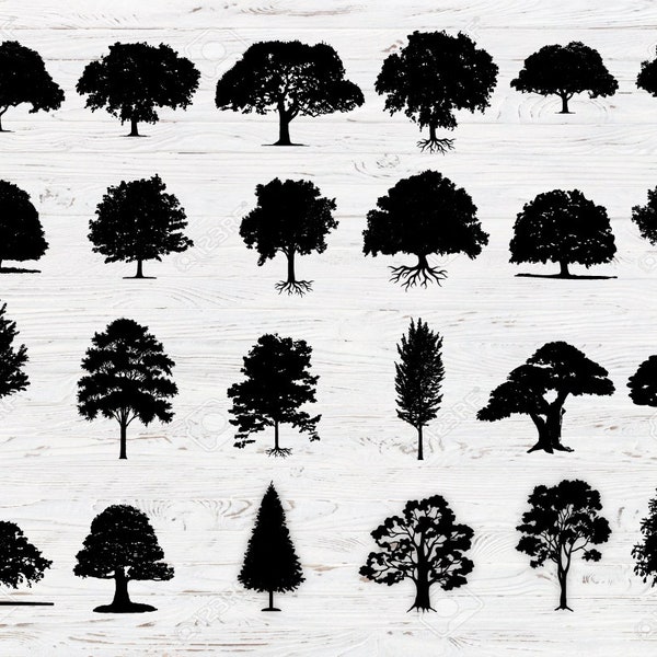 Realistic tree silhouette, Black Tree clipart, tree silhouette Vector Image, tree silhouette PNG image with transparent background