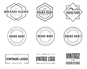 simple line vintage badge logos, badge logo, vintage logo, retro logo, badge logo templates, editable logo file set