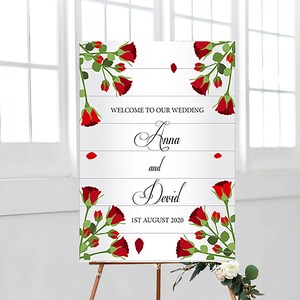 wedding card template, Welcome Sign svg, rose flower eps, editable Wedding Sign Spring, Welcome Sign Wedding svg, Red Rose flower background