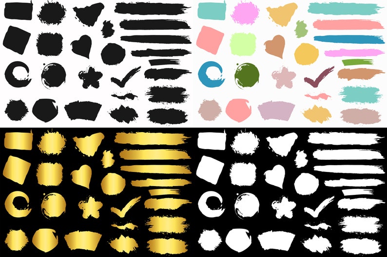 Gold Paint Brush Stroke Svg, Water Color Shapes, Paint Splash