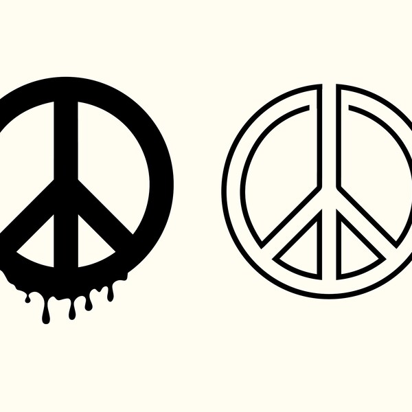Peace Signs Black and White Clipart - Etsy