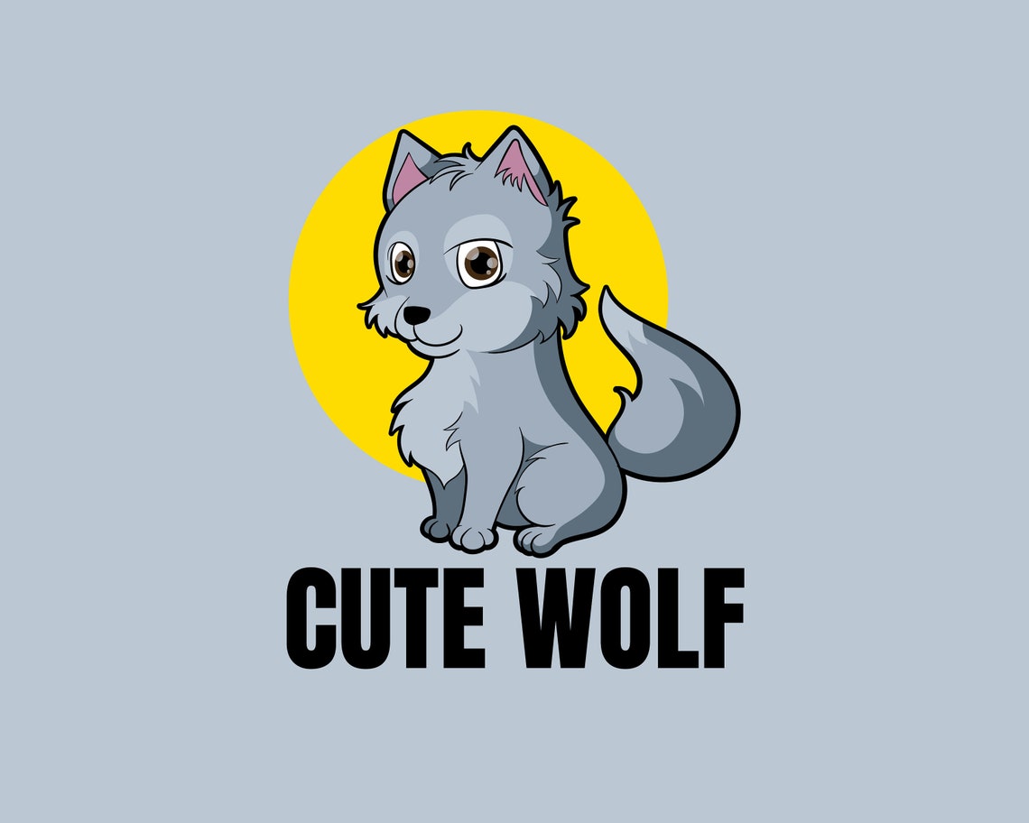 Cute Wolf Png, Baby Wolf Cartoon Image, Cartoony Wolf Png, Wolf Clipart