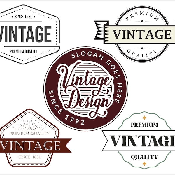 vintage logo files, Retro Vintage Logo, Elegant vintage logo templates,  vintage ornamental logo, luxury logo, Calligraphic logo design